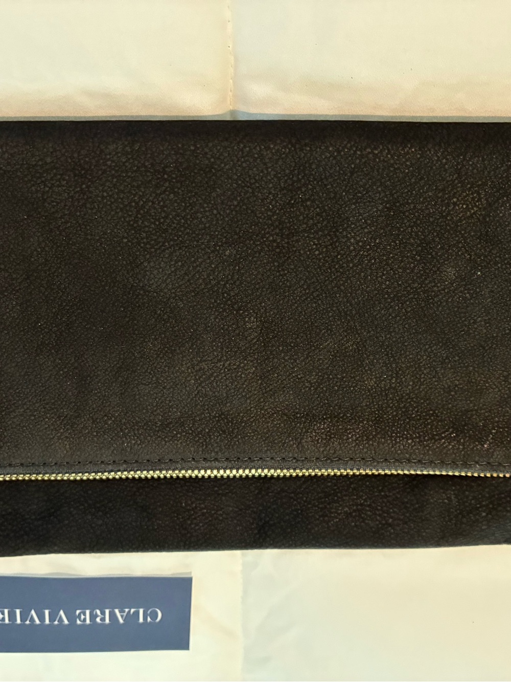 Womenâs Black Suede Zip Clutch by Clare V
